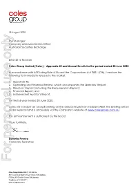 Coles Group Appendix 4E