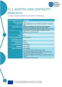 D1.2 Adapted User-Centricity Principles Localised Tallinn Declaration User-Centricity Principles