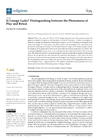 Distinguishing Between the Phenomena of Play and Ritual