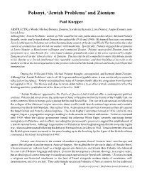 'Jewish Problems' and Zionism