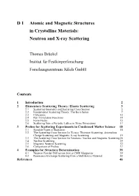 Neutron and X-Ray Scattering