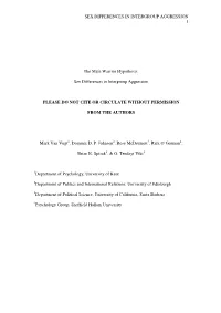 Sex Differences in Intergroup Aggression 1