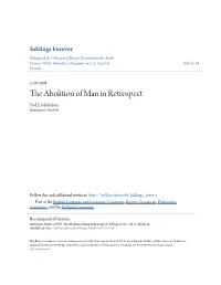 The Abolition of Man in Retrospect Paul E