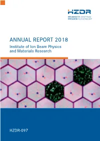 ANNUAL REPORT 2018 Institute of Ion Beam Physics and Materials Research