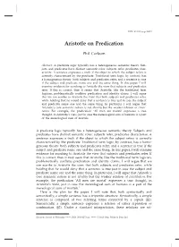 Aristotle on Predication