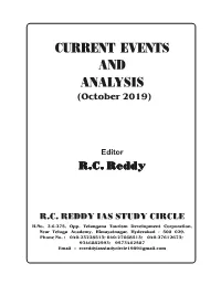 CURRENT EVENTS and ANALYSIS (October 2019)