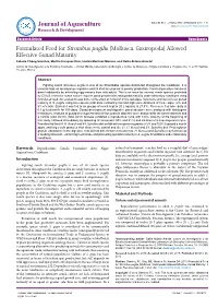 Formulated Feed for Strombus Pugilis (Mollusca, Gastropoda) Allowed Effective Gonad Maturity
