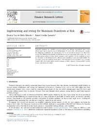 Implementing and Testing the Maximum Drawdown at Risk