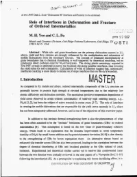Role of Interfaces in Deformation and Fracture of Ordered Intermetallics