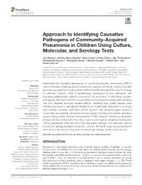 Approach to Identifying Causative Pathogens of Community-Acquired Pneumonia in Children Using Culture, Molecular, and Serology Tests