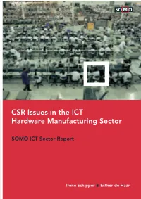 CSR Issues in the ICT Hardware Manufacturing Sector