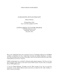 NBER WORKING PAPER SERIES GLOBALIZATION and WAGE INEQUALITY Elhanan