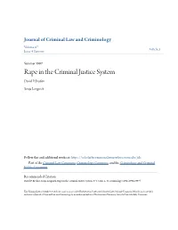 Rape in the Criminal Justice System David P