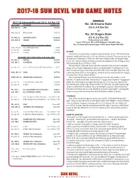 2017-18 Sun Devil Wbb Game Notes