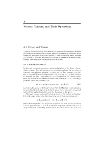 A Vectors, Tensors, and Their Operations