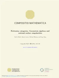 Frobenius Categories, Gorenstein Algebras and Rational Surface Singularities
