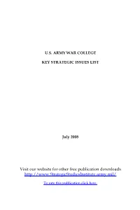 Key Strategic Issues List