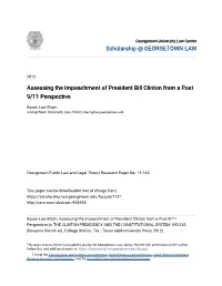 Assessing the Impeachment of President Bill Clinton from a Post 9/11 Perspective