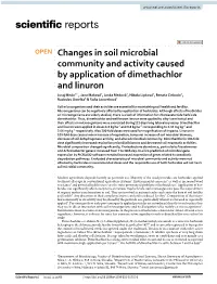 Changes in Soil Microbial Community and Activity Caused by Application