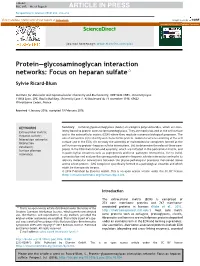 Protein–Glycosaminoglycan Interaction Networks: Focus