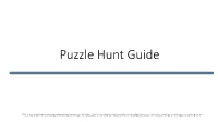 Puzzle Hunt Guide