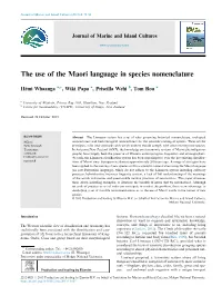 The Use of the MÄ•Ori Language in Species Nomenclature