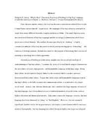 Discourse Practices of Battling in Hip Hop Language. (Under the Direction of Walter A