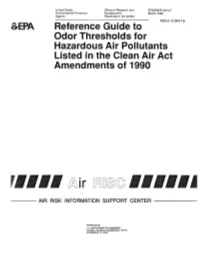 Reference Guide to Odor Thresholds for Hazardous Air Pollutants Listed in the Clean Air Act Amendments of 1990