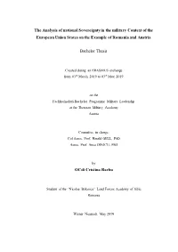 The Analysis of National Sovereignty in the Military Context of the European Union States on the Example of Romania and Austria
