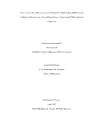 The Experiences of Historically Black College and University Graduates in Pursuit of an Advanced Degree From