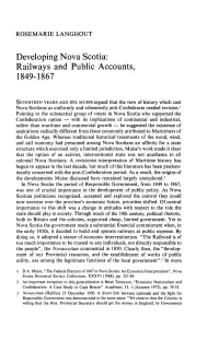 Developing Nova Scotia: Railways and Public Accounts, 1849-1867