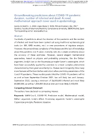 Groundbreaking Predictions About COVID-19 Pandemic Duration, Number of Infected and Dead: a Novel Mathematical Approach Never Used in Epidemiology