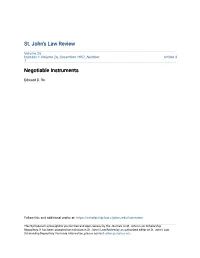 Negotiable Instruments