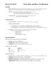 Review Unit #2 Early Man and River Civilizations