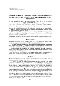 The Use of the Bladder Wash-Out Test in Patients with Spinal Cord Lesions Who Have Urinary Tract Infection*