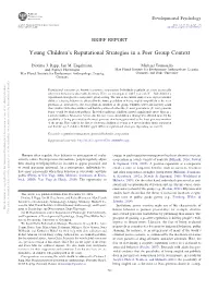 Young Children's Reputational Strategies in a Peer Group Context