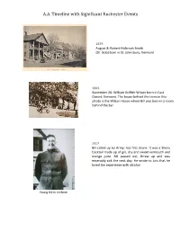 A.A. Timeline with Significant Rochester Events