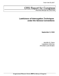 Lawfulness of Interrogation Techniques Under the Geneva Conventions