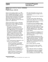 Licensed Program Specifications