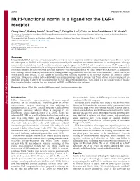 Multi-Functional Norrin Is a Ligand for the LGR4 Receptor