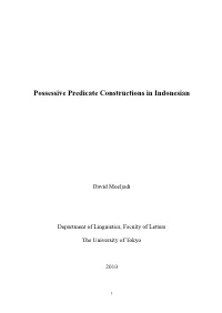 Possessive Predicate Constructions in Indonesian