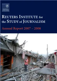 Reuters Institute for the Study of Journalism Annual Report 2007-08