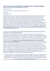 Senate Inquiry Into the Feasibility of a National Horse Traceability Register