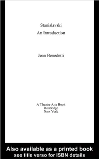 Stanislavsky an Introduction – Jean Benedetti