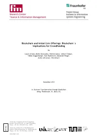 Blockchain and Initial Coin Offerings: Blockchain´S Implications for Crowdfunding