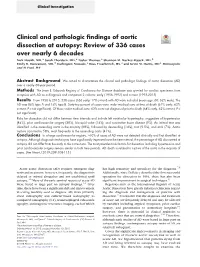 Clinical and Pathologic Findings of Aortic Dissection at Autopsy: Review
