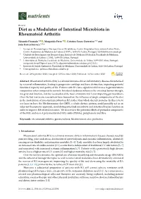 Diet As a Modulator of Intestinal Microbiota in Rheumatoid Arthritis