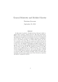 General Relativity and Modified Gravity