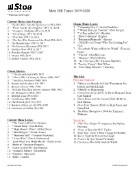 Mars Hill Topics 2019-2020 *Indicates New Topic