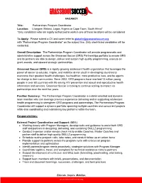 Partnerships Program Coordinator Location